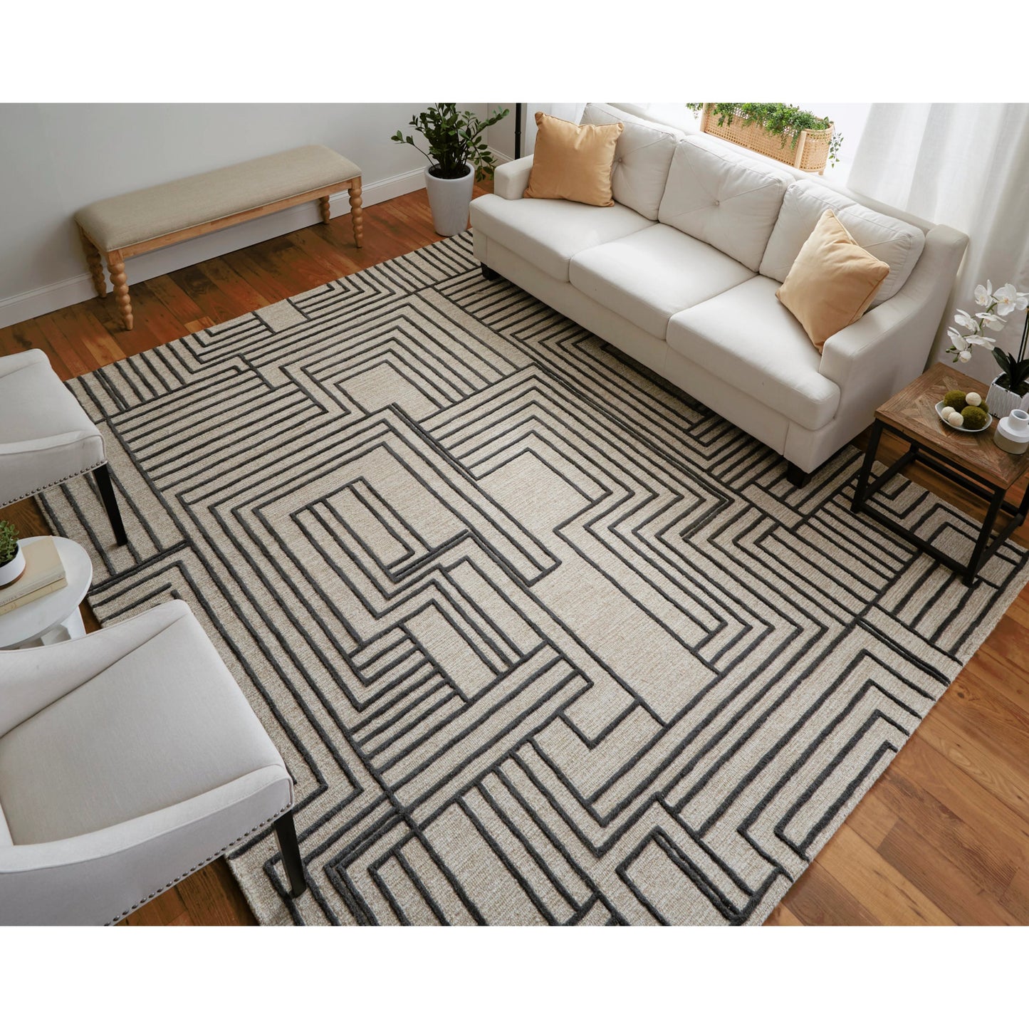 010 SI-2159097,SI-2159098,SI-2159099,SI-2159100,SI-2159101,SI-2159102,SI-2159319 | Lifestyle | Gansett Geometric Rug - T25T8011 by Thom Felicia by Feizy Rugs in tan, brown. Made from wool in a unique style.