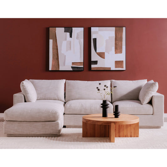 Justin Slipper Chair by Moe's Home Collection in taupe. Made from 90% polyester, 10% linen upholstery, solid pine wood frame, mdf, foam in a modern style.