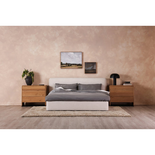 Samara Bed by Moe's Home Collection in linen. Made from upholstery: 85% polyester, 15% linen, solid pine frame, plywood, mdf, foam in a modern style.