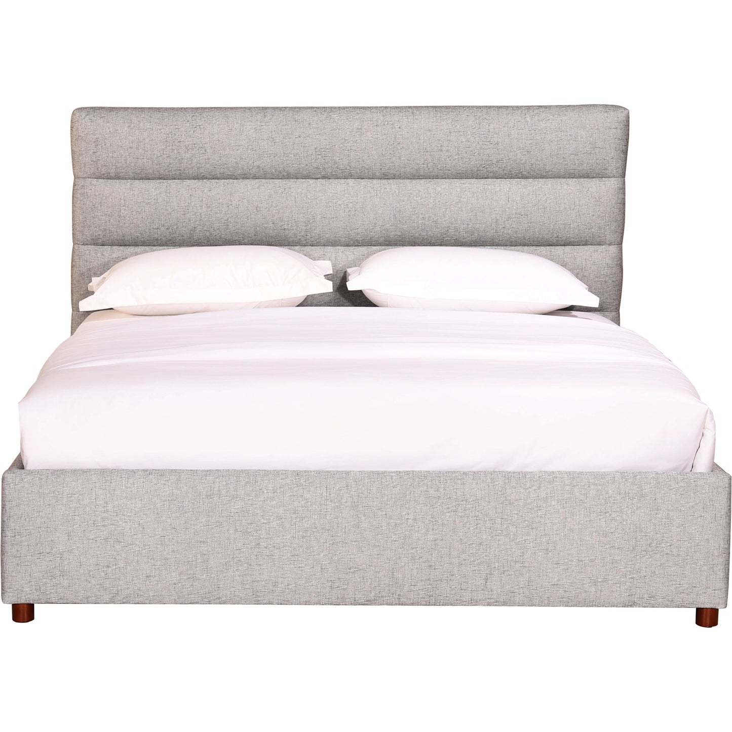 017 SI-2122078 | Additional Silo | Takio Bed by Moe's Home Collection in grey. Made from upholstery: 100% polyester, solid pine frame, foam padded headboard, wood slats, plywood, mdf in a modern style.