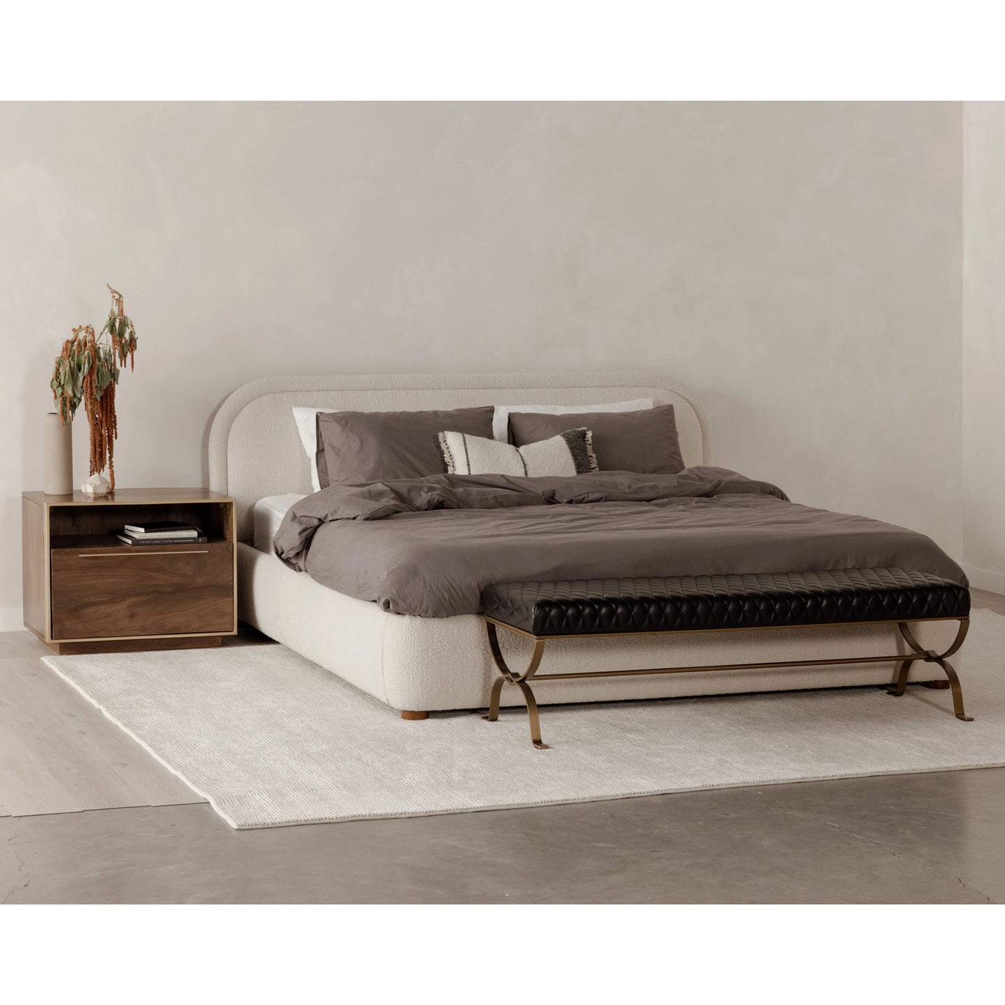 023 SI-2121897 | Lifestyle | Colin Bed by Moe's Home Collection in oatmeal. Made from upholstery: 100% polyester, solid pine frame, plywood, mdf, foam in a modern style.