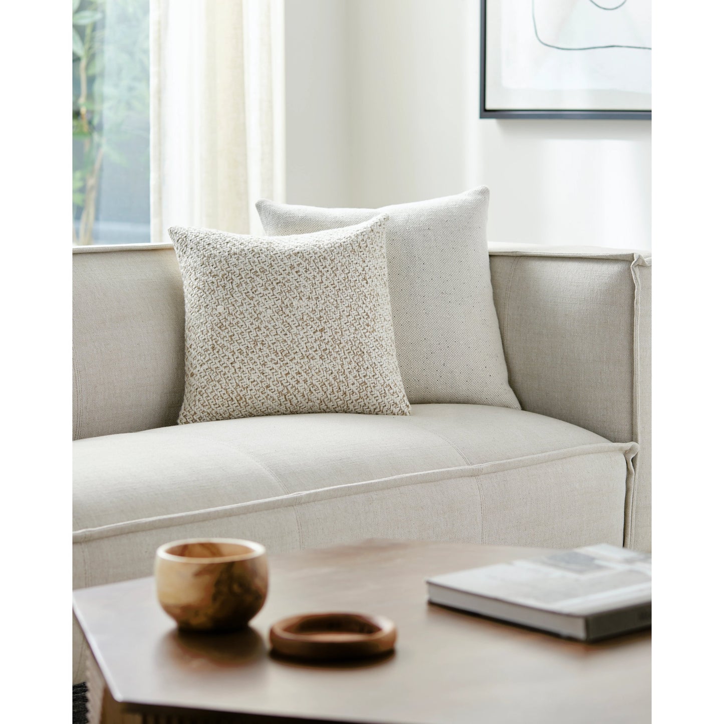 004 SI-2049690,SI-2049694,SI-2049696,SI-2049697 | Lifestyle | Ranell Pillow - 481563 by Surya in off-white, pearl, ash. Made from front: 55% cotton, 45% linen, back: 100% cotton in a modern style.