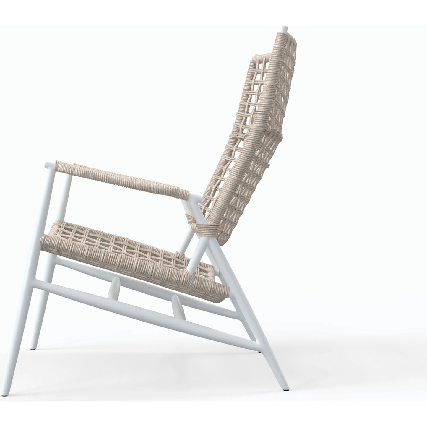 003 SI-2167187 | Additional Silo | Bahia Outdoor Highback Accent Chair by Sunset West in frost. Made from aluminum / olefin rope in a coastal style.