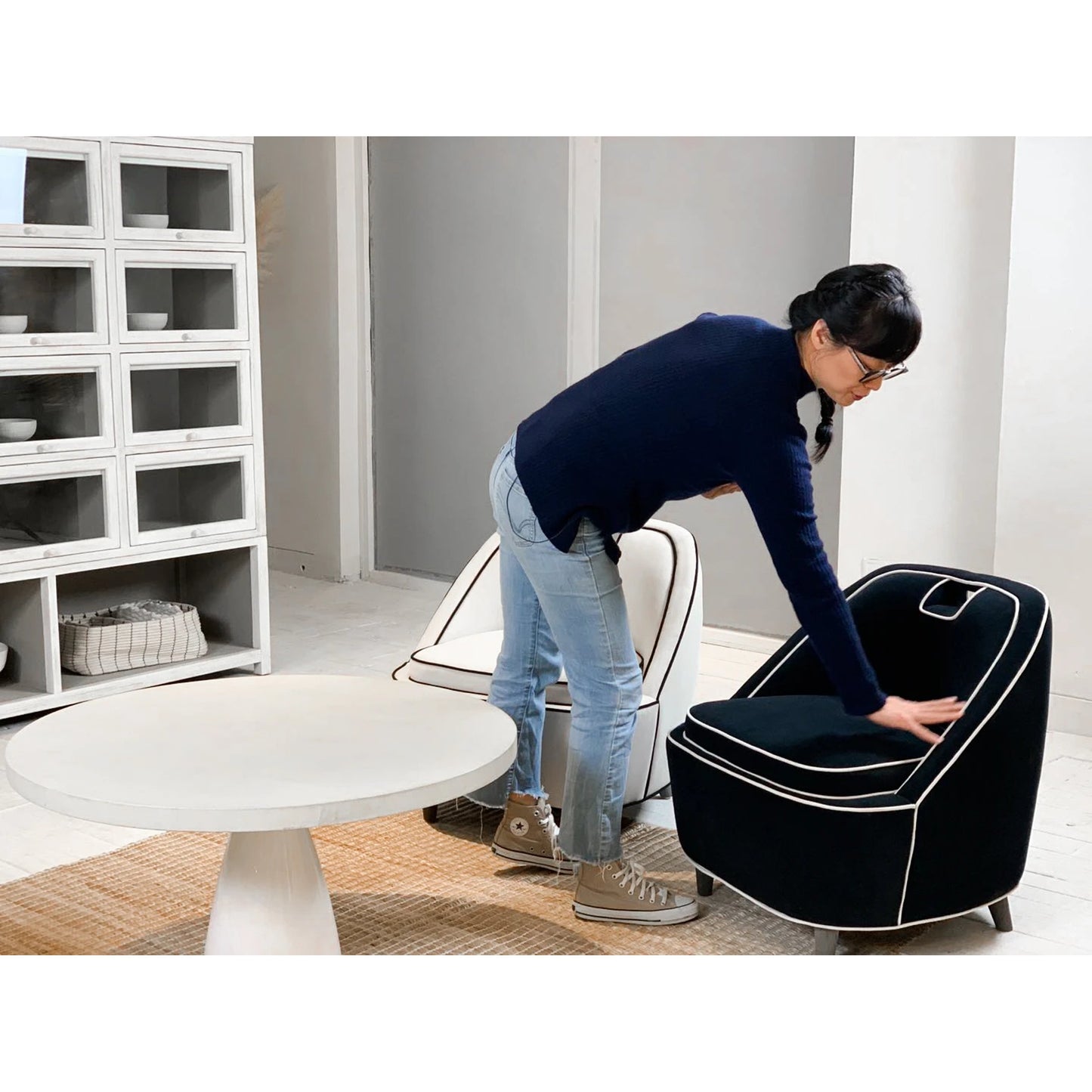 011 SI-2004413 | Lifestyle | Sculpture Coffee Table by LH Imports in white. Made from plywood, concrete, fiber reinforced plastic in a modern style.