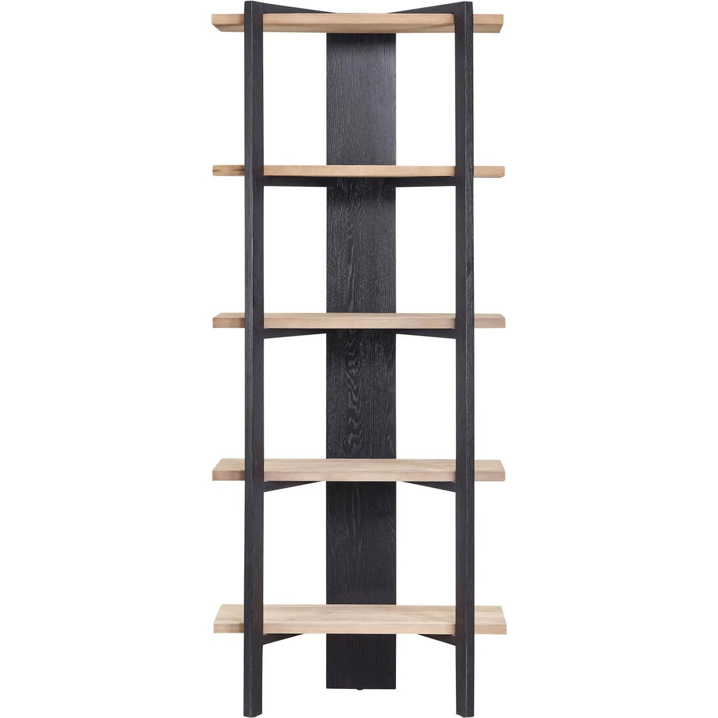 003 SI-2325218 | Closeup | Galileo Bookcase by LH Imports in black, brown and charcoal black, natural brushed. Made from pine wood in a unique style.