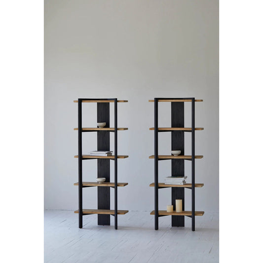 Galileo Bookcase by LH Imports in black, brown and charcoal black, natural brushed. Made from pine wood in a transitional style.
