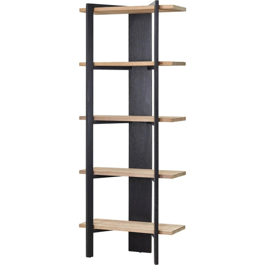 Galileo Bookcase by LH Imports in black, brown and charcoal black, natural brushed. Made from pine wood in a transitional style.