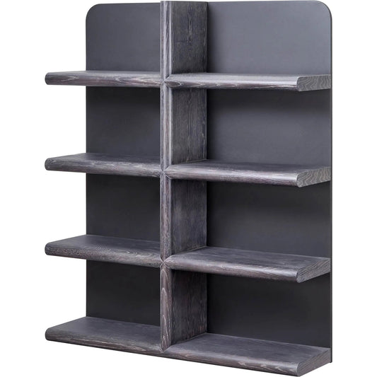 001 SI-2325219 | Primary Silo | Julian Bookcase by LH Imports in black and smoked black. Made from mdf fiber-reinforced concrete, oak wood in a modern style.