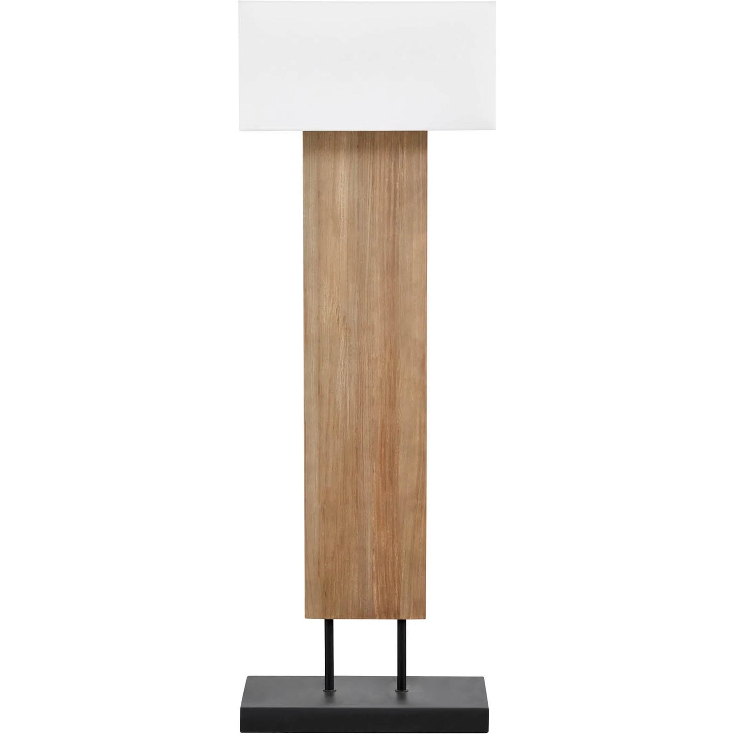 003 SI-2325221 | Additional Silo | Fonte Standing Lamp by LH Imports in brown, natural linen and natural waxed, antique bronze. Made from recycled pine, concrete, linen shade, metal in a unique style.
