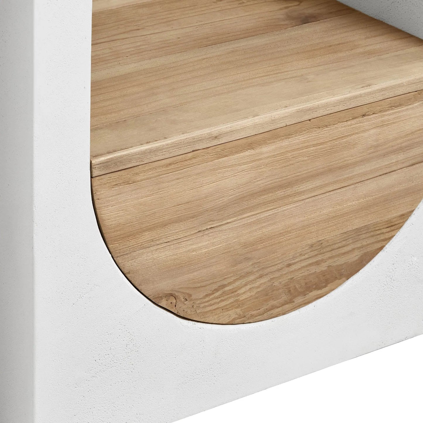 003 SI-2325225 | Closeup | Columbus Console by LH Imports in white, brown and natural brushed. Made from recycled pine, mdf, concrete in a unique style.