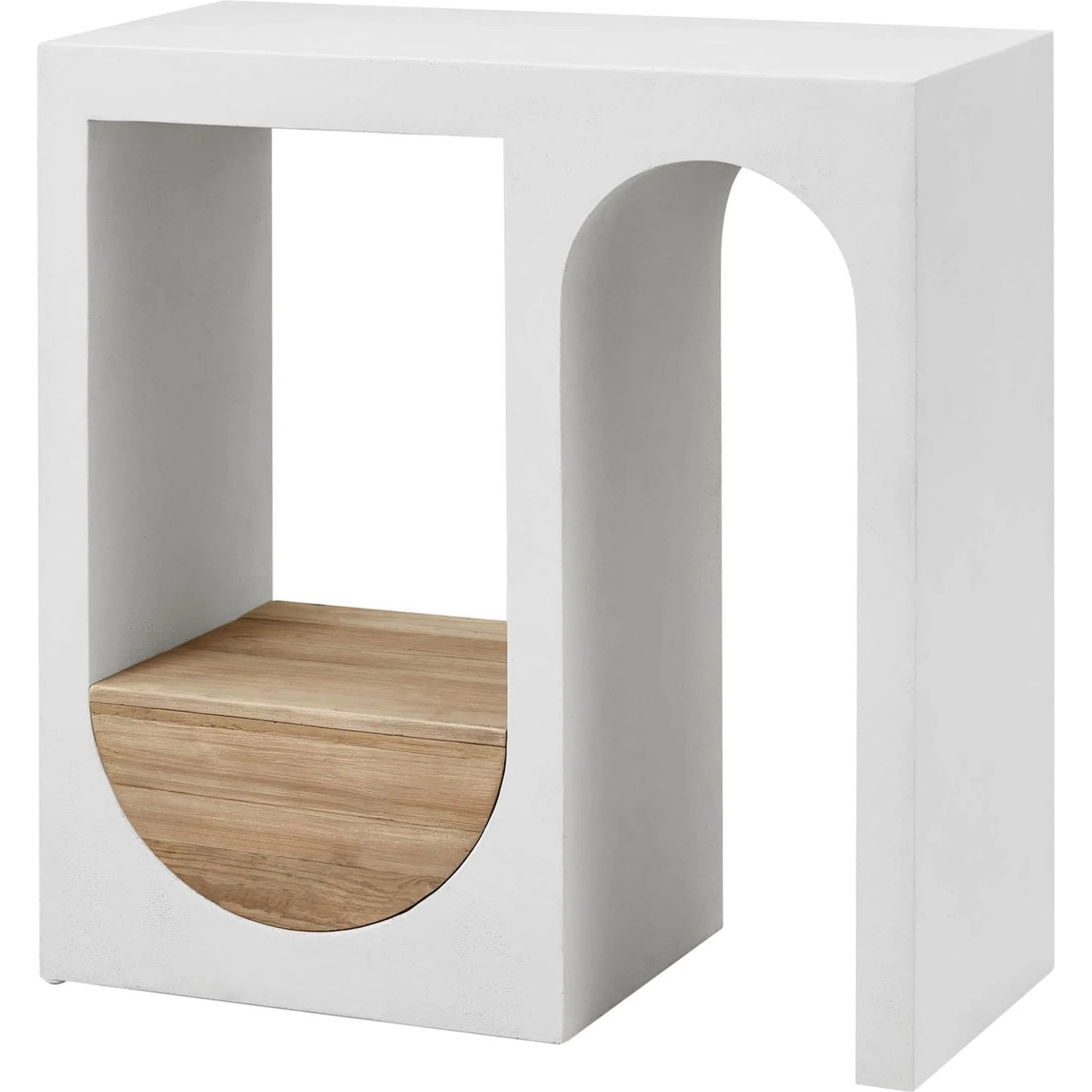 001 SI-2325225 | Primary Silo | Columbus Console by LH Imports in white, brown and natural brushed. Made from recycled pine, mdf, concrete in a unique style.