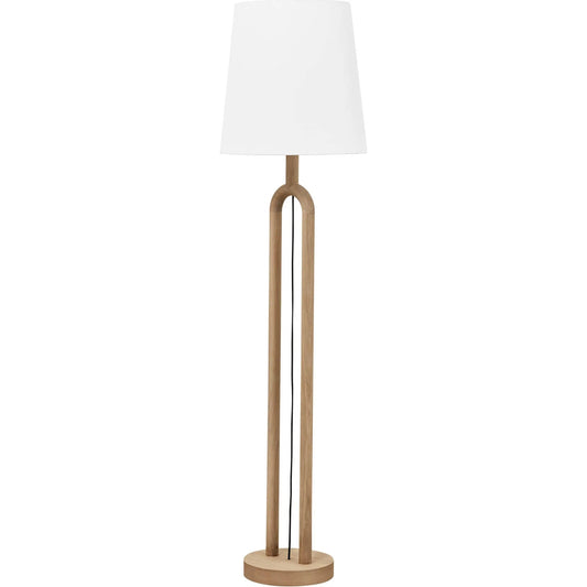 001 SI-2325228 | Primary Silo | Dolce Standing Lamp by LH Imports in brown, white and natural. Made from oak, linen shade, metal in a transitional style.