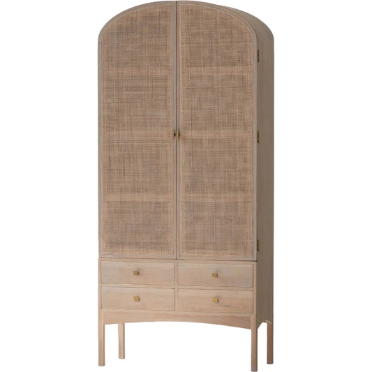 000 SI-2630306 | Primary Silo | Arco Tall Cabinet by LH Imports in brown and natural, brass. Made from solid oak, oak veneer, rattan, metal in a unique style.