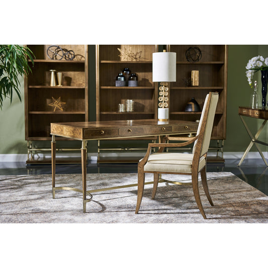 Barcelona Desk by Jonathan Charles in barcelona walnut swirl. Made from european walnut swirl veneer in a modern style.