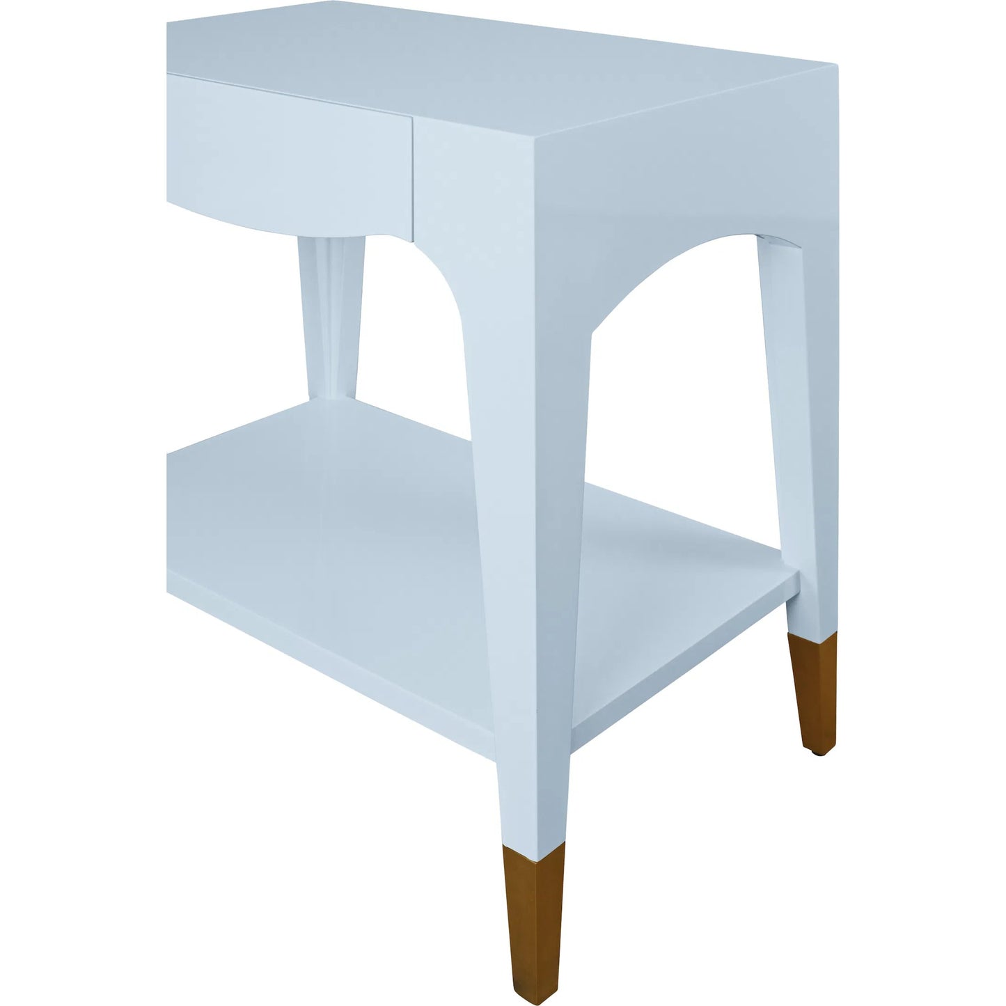005 SI-2538686 | Closeup | Ronny Tapered Leg One Drawer Side Table by Worlds Away. Made from unique in a unique style.
