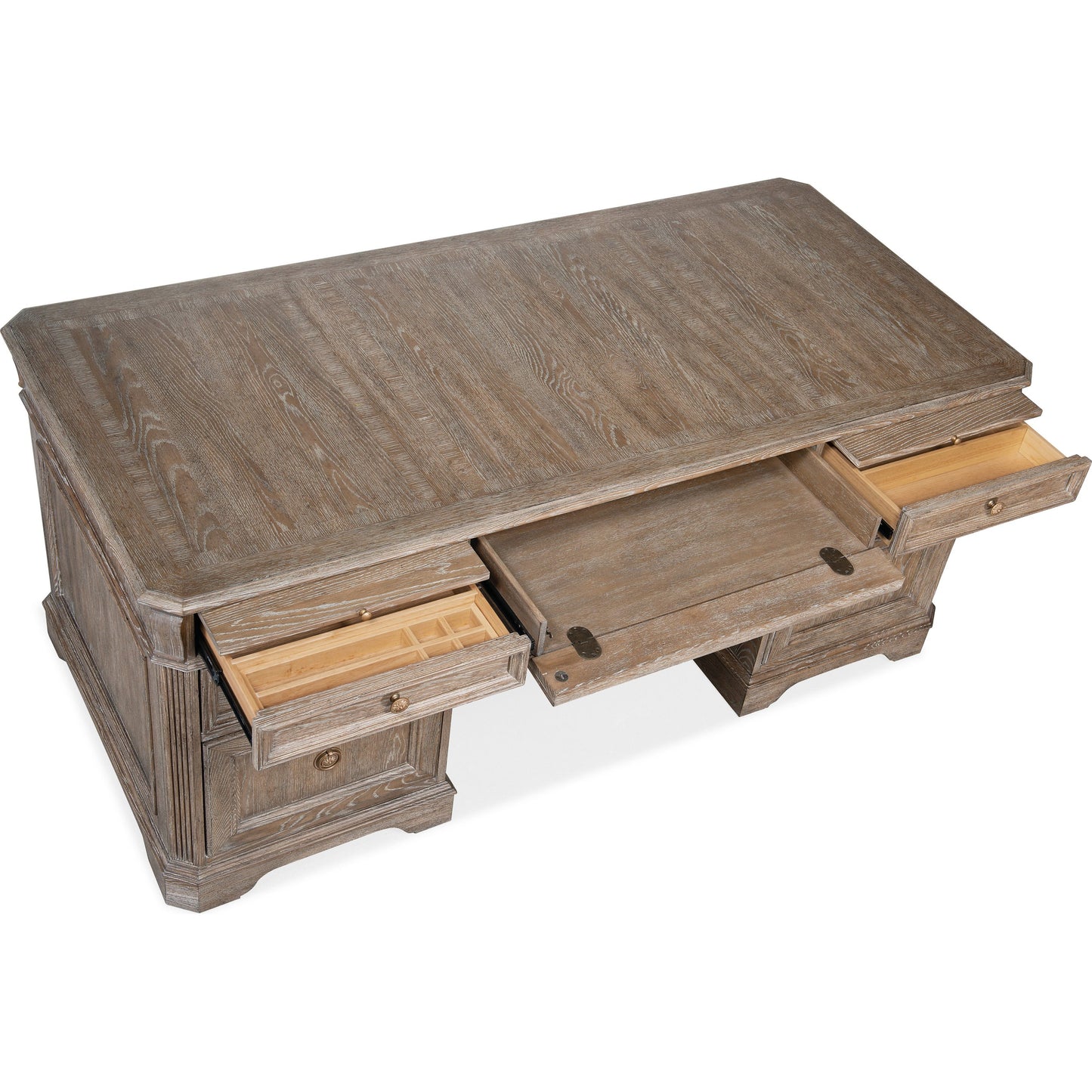 004 SI-1749876 | Additional Silo | Sutter Executive Desk by Hooker Furniture in claro. Made from cathedral oak veneers in a traditional style.
