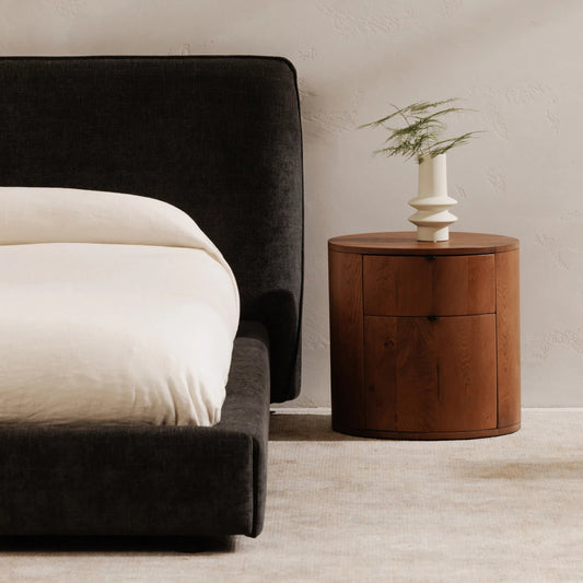 Theo Two Drawer Nightstand by Moe's Home Collection. Made from solid oak in a transitional style.