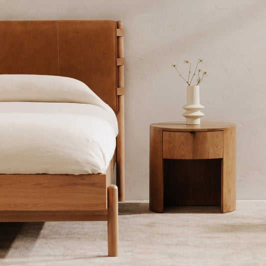 Theo Nightstand by Moe's Home Collection in natural. Made from solid oak in a modern style.