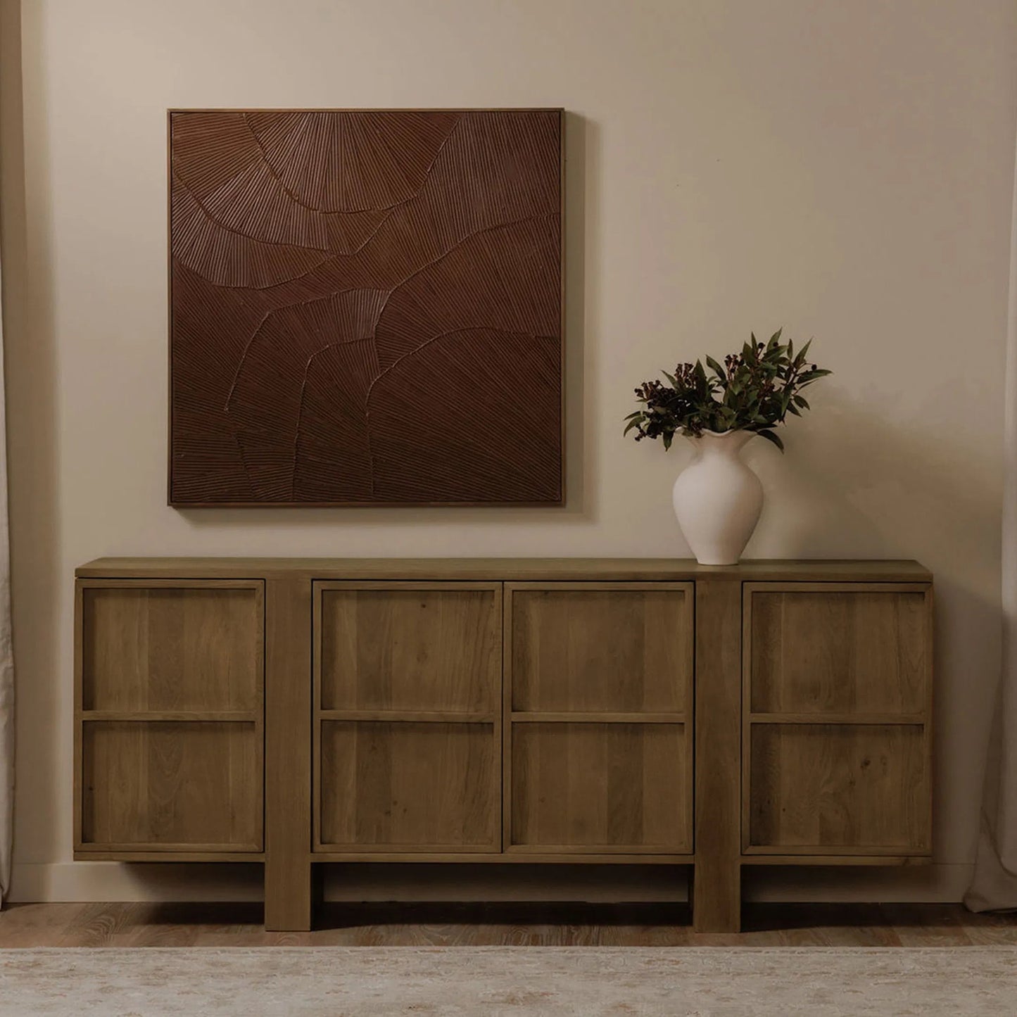 009 SI-2368093 | Lifestyle | Henley Sideboard by Moe's Home Collection in brown. Made from oak, oak veneer in a transitional style.