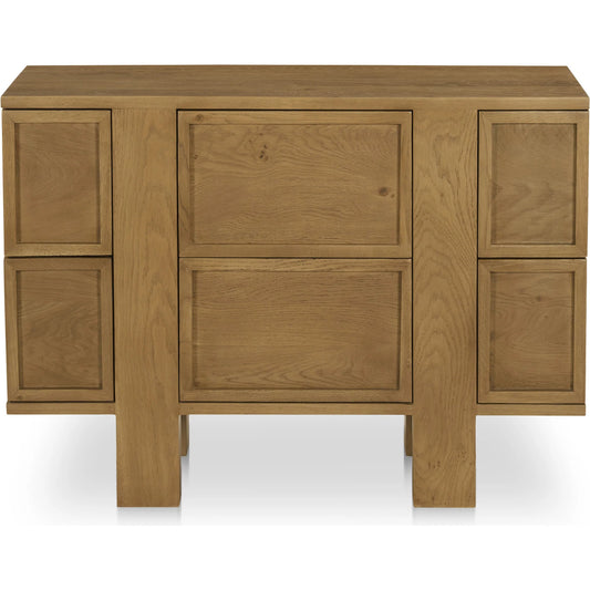 Henley Nightstand by Moe's Home Collection in brown. Made from oak, oak veneer in a transitional style.