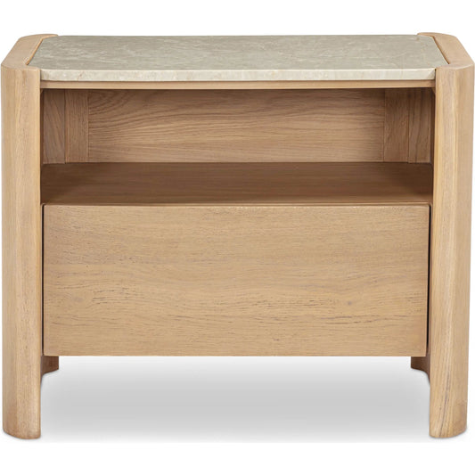 000 SI-2368145 | Primary Silo | Lane Nightstand by Moe's Home Collection in natural. Made from oak, oak veneer, bottichino marble in a transitional style.