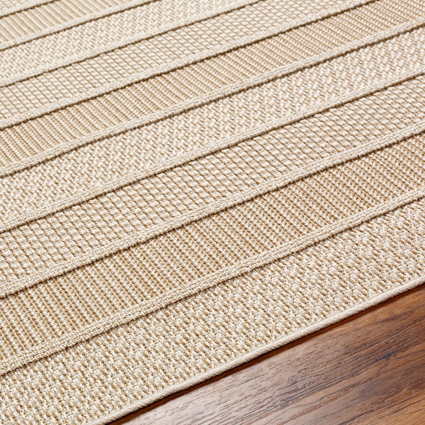 005 SI-1948904,SI-1948905,SI-1948906,SI-1948907 | Closeup | Rockport RPT-2300 Indoor/Outdoor Rug by Livabliss in ivory, tan. Made from 100% polypropylene in a unique style.