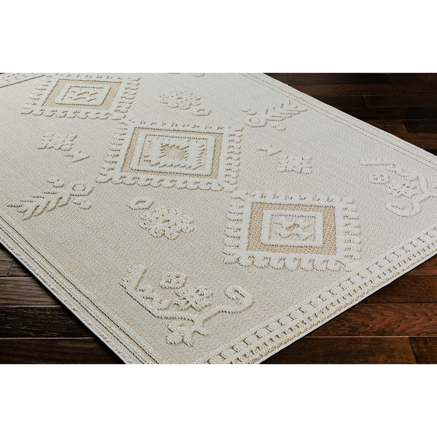 004 SI-1948937,SI-1948938,SI-1948939 | Closeup | Rockport Machine Woven Rug by Livabliss in ivory, tan. Made from 100% polypropylene in a modern style.