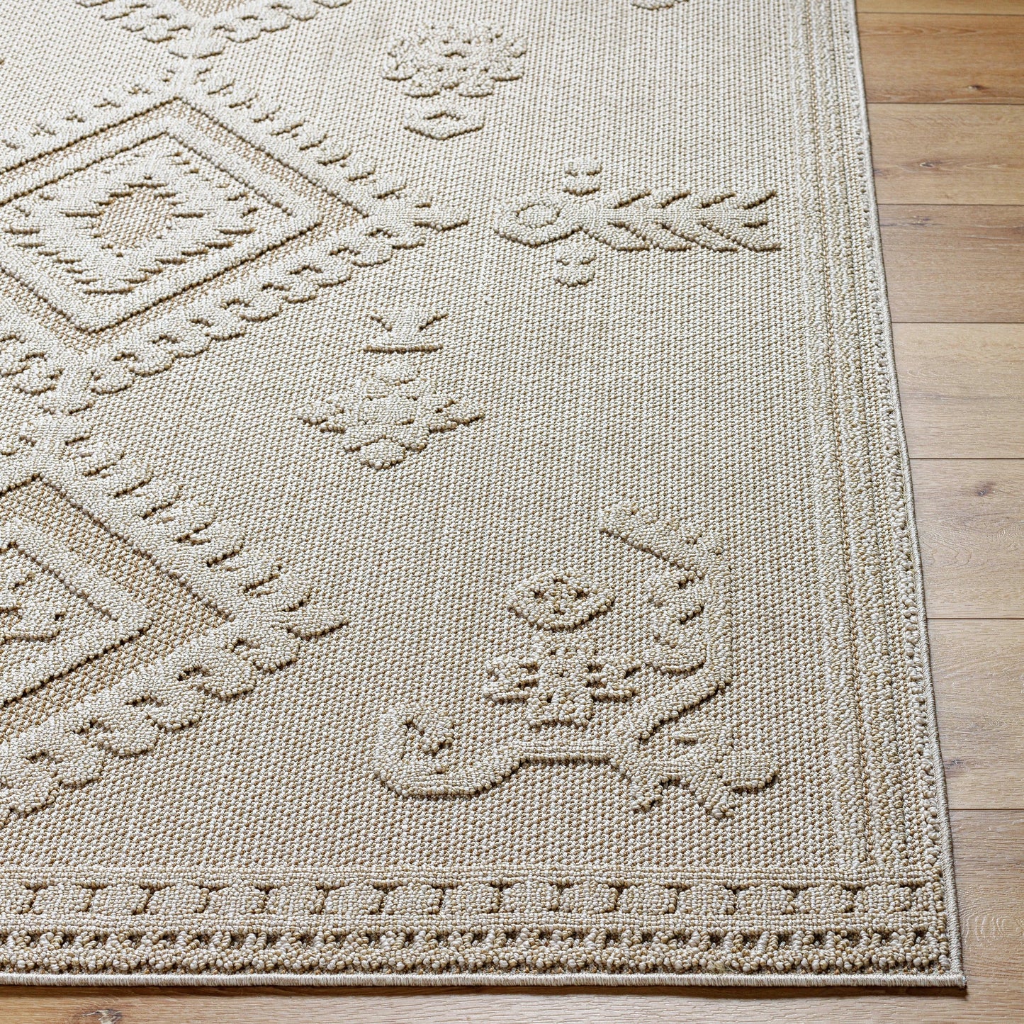 003 SI-1948937,SI-1948938,SI-1948939 | Closeup | Rockport Machine Woven Rug by Livabliss in ivory, tan. Made from 100% polypropylene in a modern style.
