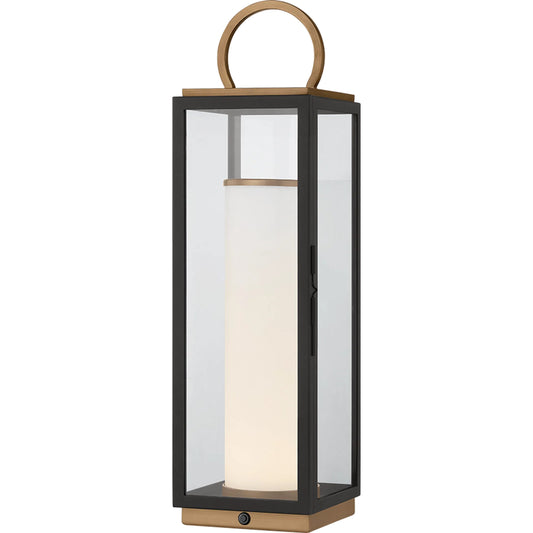 Gareth Table Lamp by Troy in patina brass, textured black. Made from aluminum in a transitional style.
