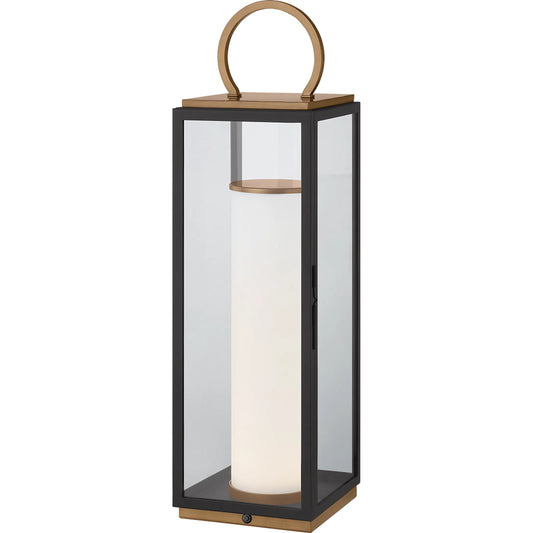 Gareth Table Lamp by Troy in patina brass, textured black. Made from aluminum in a transitional style.