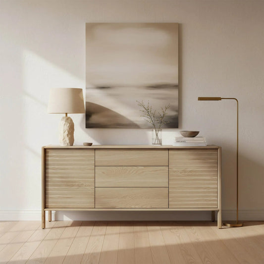 Runway Sideboard by LH Imports in light oak. Made from oak in a unique style.