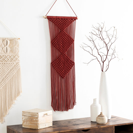 Azra - 26194 by Surya in burgundy. Made from 100% cotton, 100% wood in a eclectic & global style.