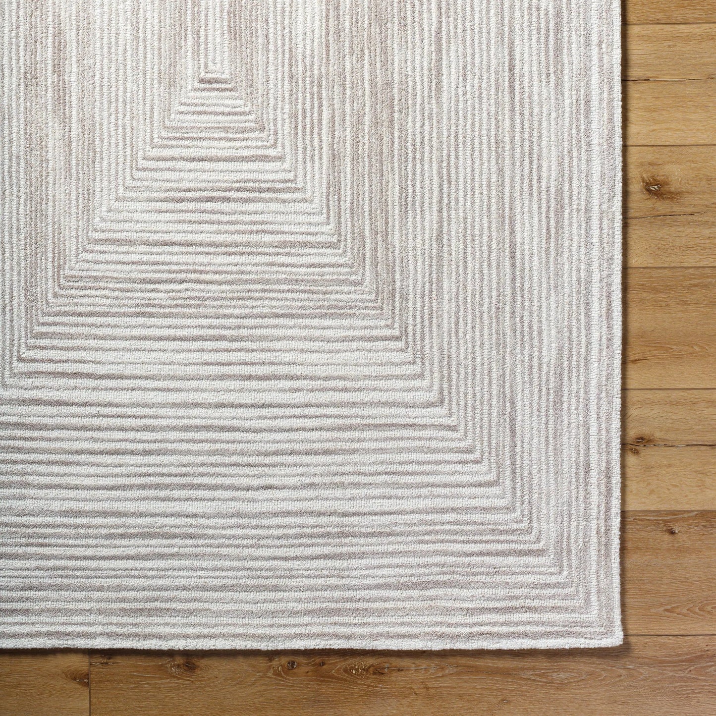 006 SI-2131778,SI-2131779,SI-2131780,SI-2131781,SI-2131782 | Closeup | Rize Rug - 488587 by Livabliss in ivory, taupe, sandstone. Made from face: 100% wool, warp: 100% cotton in a unique style.