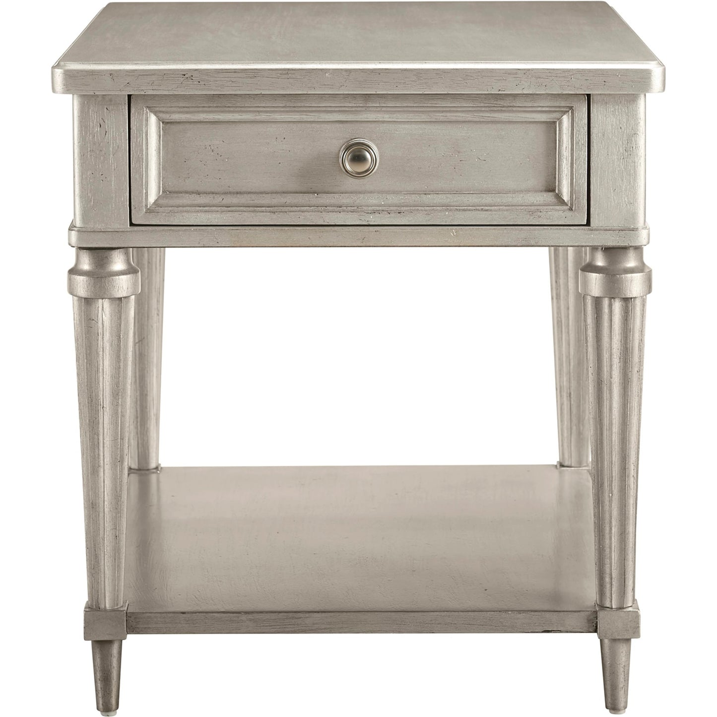 003 SI-1946531 | Additional Silo | Morrissey Kirke End Table by A.R.T. Furniture in silver and bezel. Made from parawood solids, primavera veneers, metal in a transitional style.