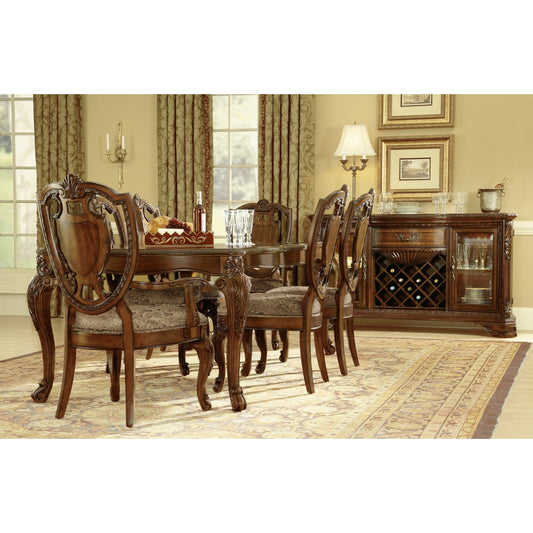 Old World Dining Table by A.R.T. Furniture in brown and medium cherry. Made from new zealand pine solids, cathedral cherry veneer, exotic avodire veneer in a traditional style.