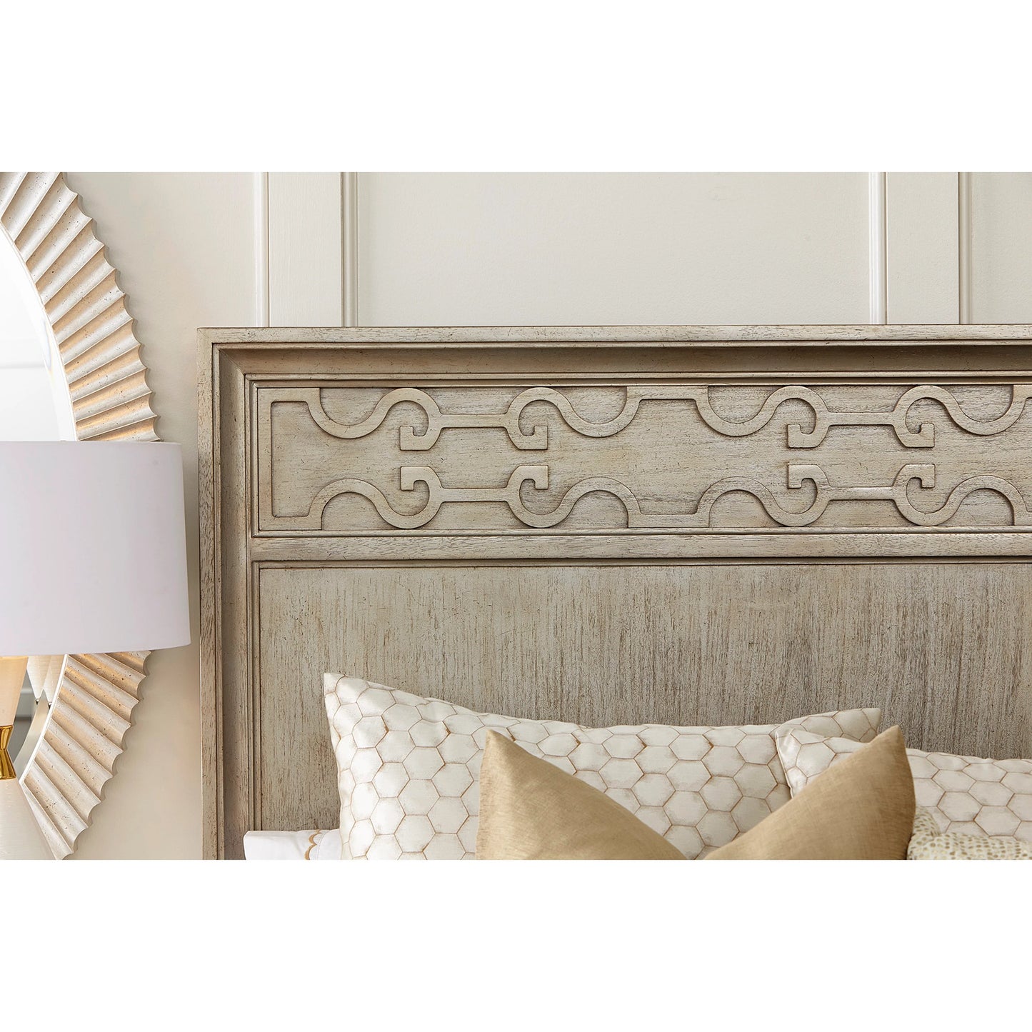 011 SI-1946518 | Additional Silo | Morrissey Cashin Panel Bed by A.R.T. Furniture in silver and bezel. Made from parawood solids, primavera veneers in a transitional style.