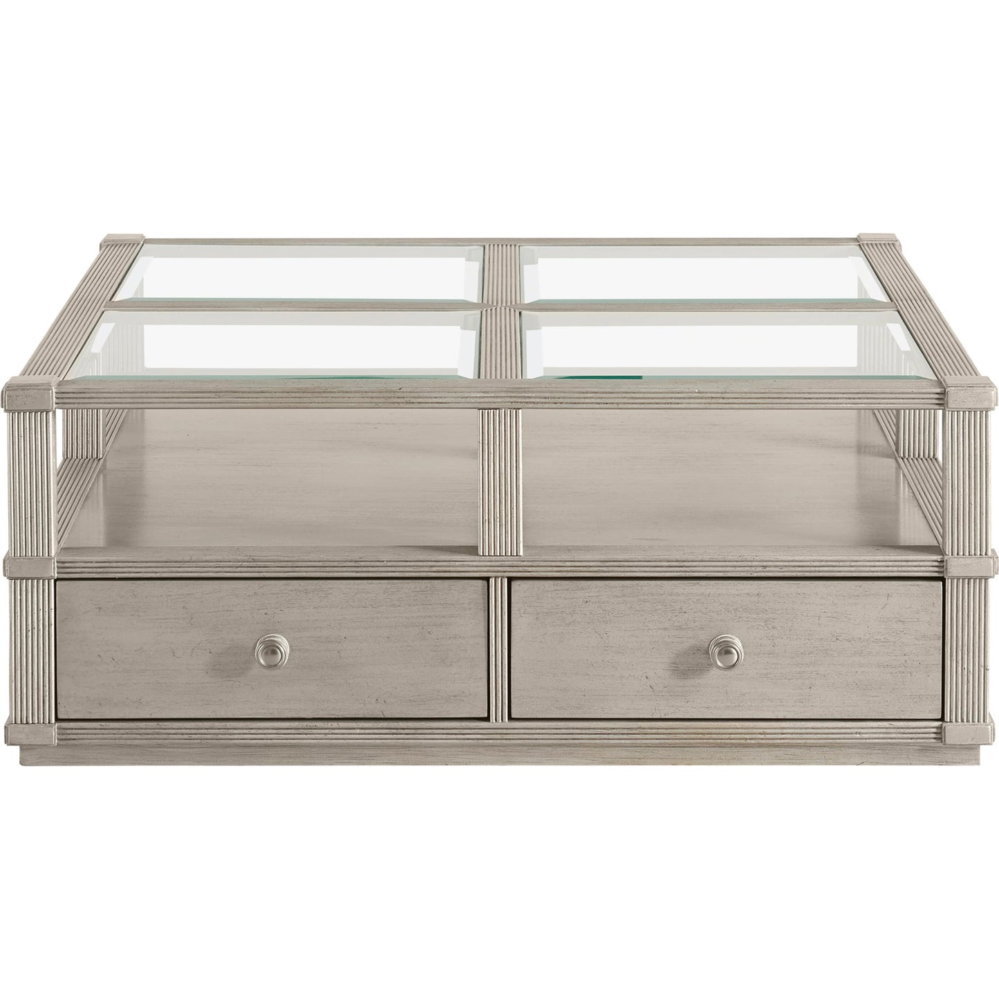 003 SI-1946530 | Additional Silo | Morrissey Ellman Cocktail Table by A.R.T. Furniture in silver and bezel. Made from parawood solids, primavera veneers, glass, metal in a modern style.