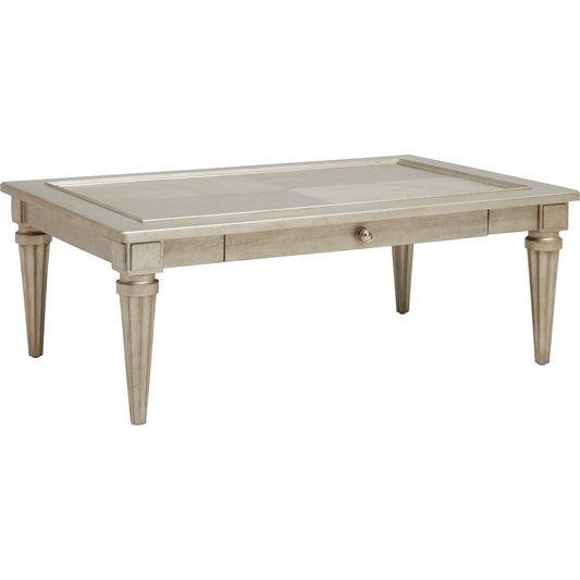 Morrissey Kirke Cocktail Table by A.R.T. Furniture in silver and bezel. Made from parawood solids, primavera veneers in a transitional style.