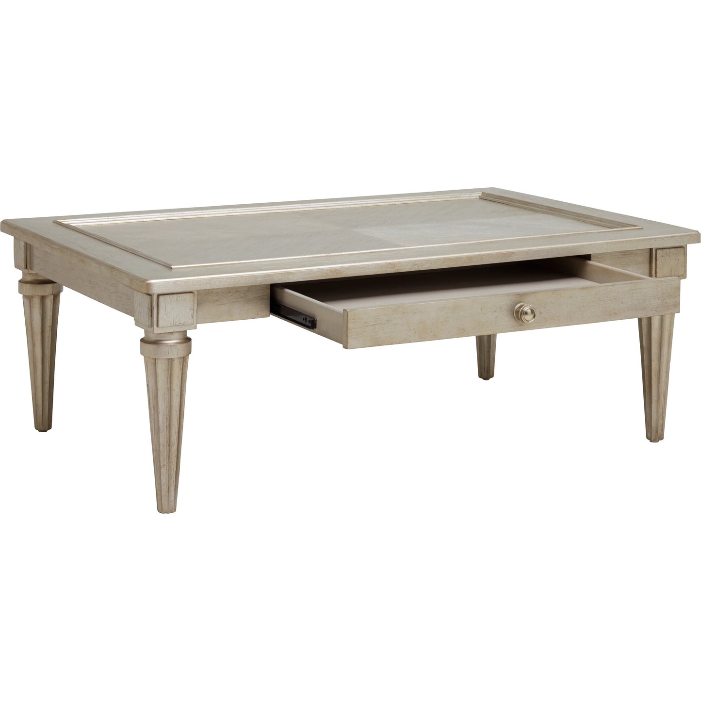 003 SI-1946529 | Additional Silo | Morrissey Kirke Cocktail Table by A.R.T. Furniture in silver and bezel. Made from parawood solids, primavera veneers in a transitional style.