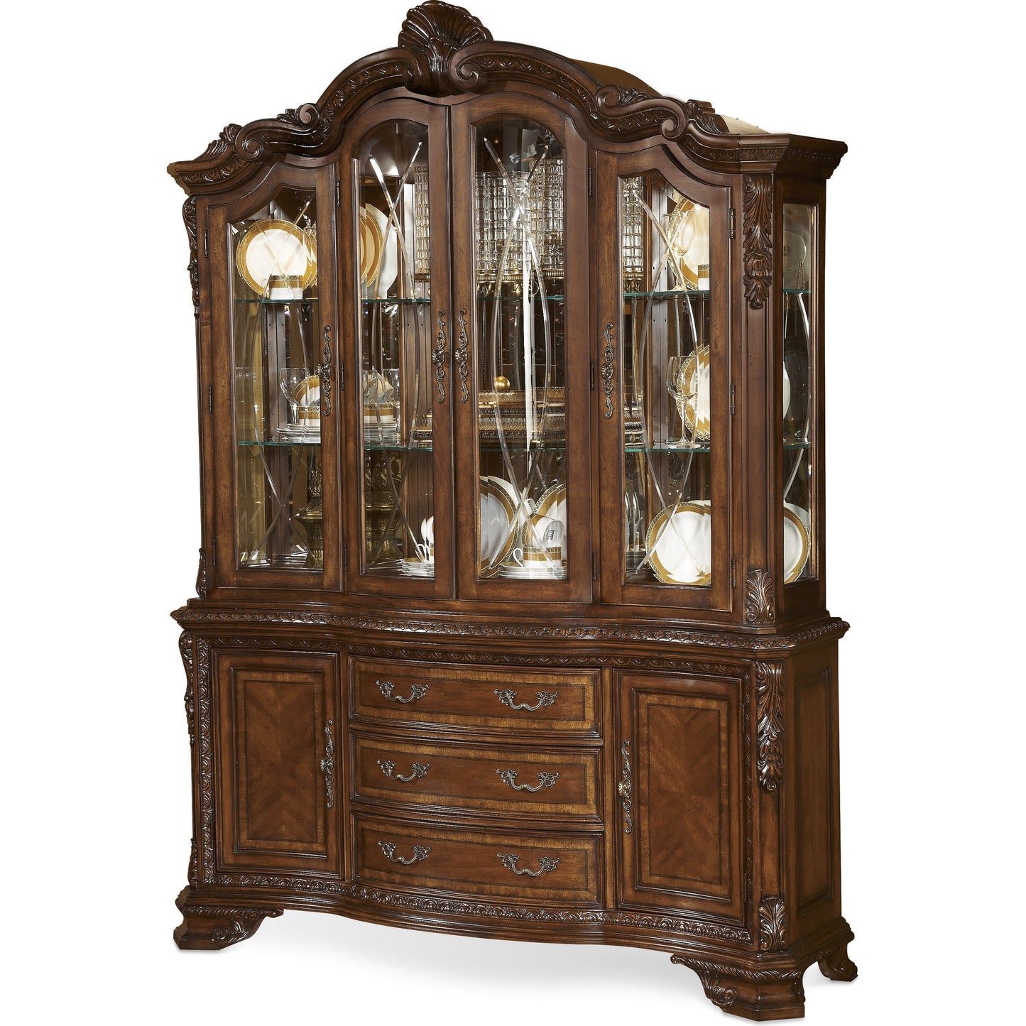 001 SR-882041 | Additional Silo | Old World China Base by A.R.T. Furniture in brown and medium cherry. Made from new zealand pine solids, cathedral cherry veneer, exotic avodire veneer in a traditional style.