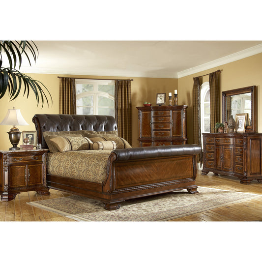 Old World Master Chest Base by A.R.T. Furniture in brown and medium cherry. Made from new zealand pine solids, cathedral cherry veneer, exotic avodire veneer in a traditional style.