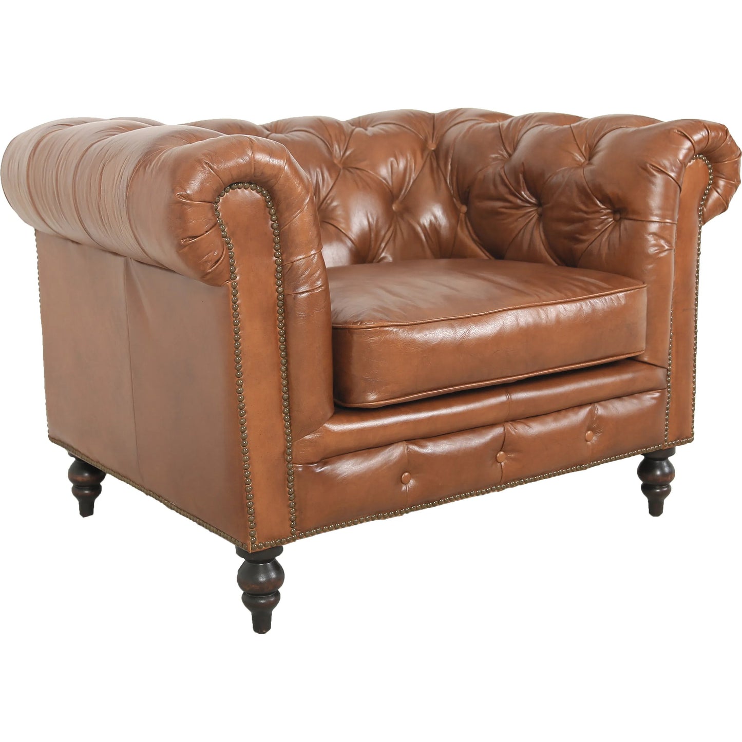 002 SI-2448712 | Additional Silo | Arthur Arm Chair by Zentique in dark brown rubberwood, rust orange leather. Made from top grain leather in a unique style.