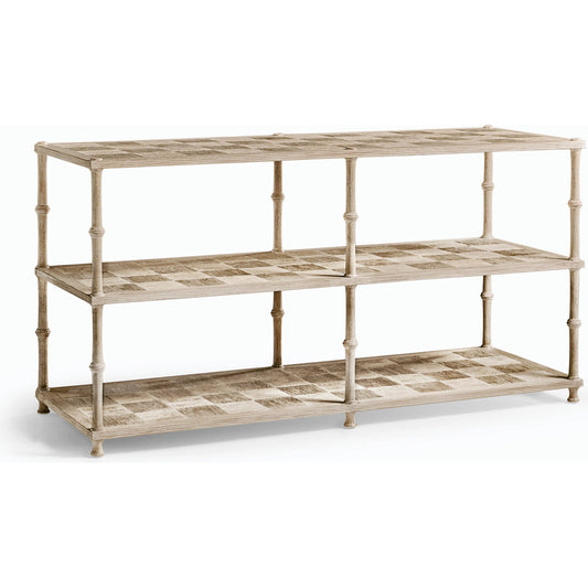 William Yeoward Bywater Console Table by Jonathan Charles in white and washed acacia. Made from acacia in a cottage & farmhouse style.