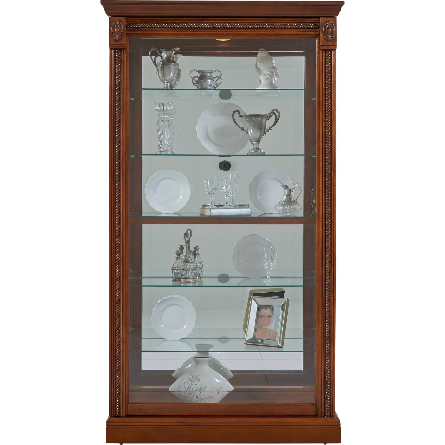 002 SI-2155436 | Additional Silo | 43'' Wide Medallion Cherry Curio Display Cabinet by Pulaski Furniture in rich cherry. Made from hardwood solids in a traditional style.