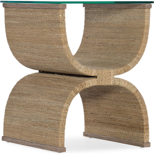 Lenny Woven End Table by Hooker Furniture. Made from rope, tempered glass in a modern style.