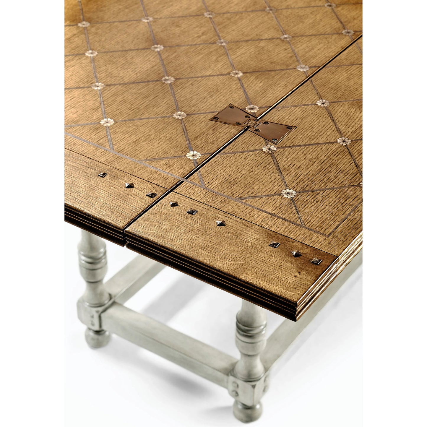 005 SI-2186361 | Closeup | Reimagined Dielectric Hunt Table by Jonathan Charles in natural oak. Made from oak in a modern style.