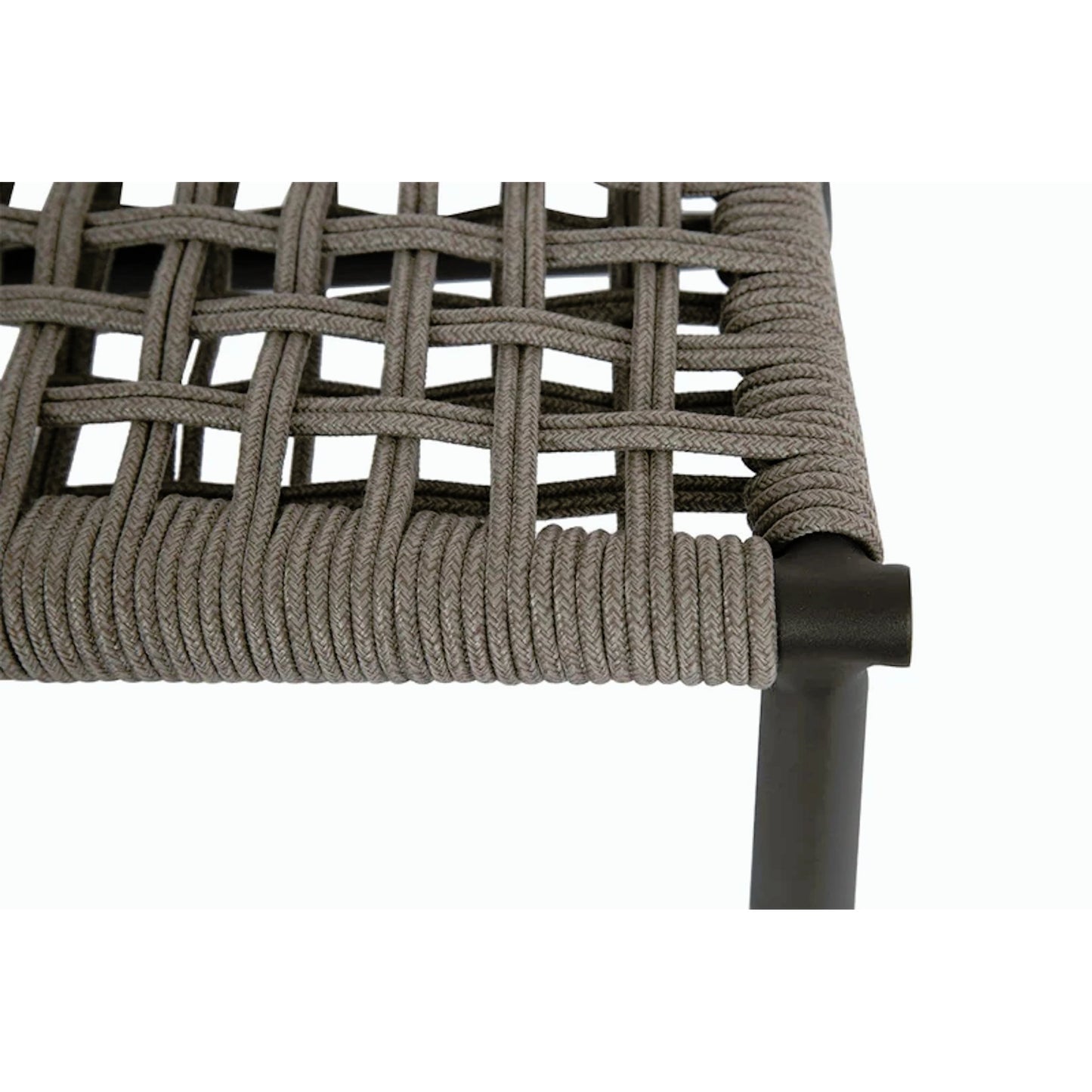 007 SI-2167119 | Closeup | Grigio Outdoor Cushionless Accent Chair by Sunset West in graphite. Made from olefin rope in a coastal style.