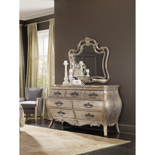 Sanctuary Dresser by Hooker Furniture in bardot. Made from hardwoods, cedar veneers, felt, solid-wood edge top in a traditional style.