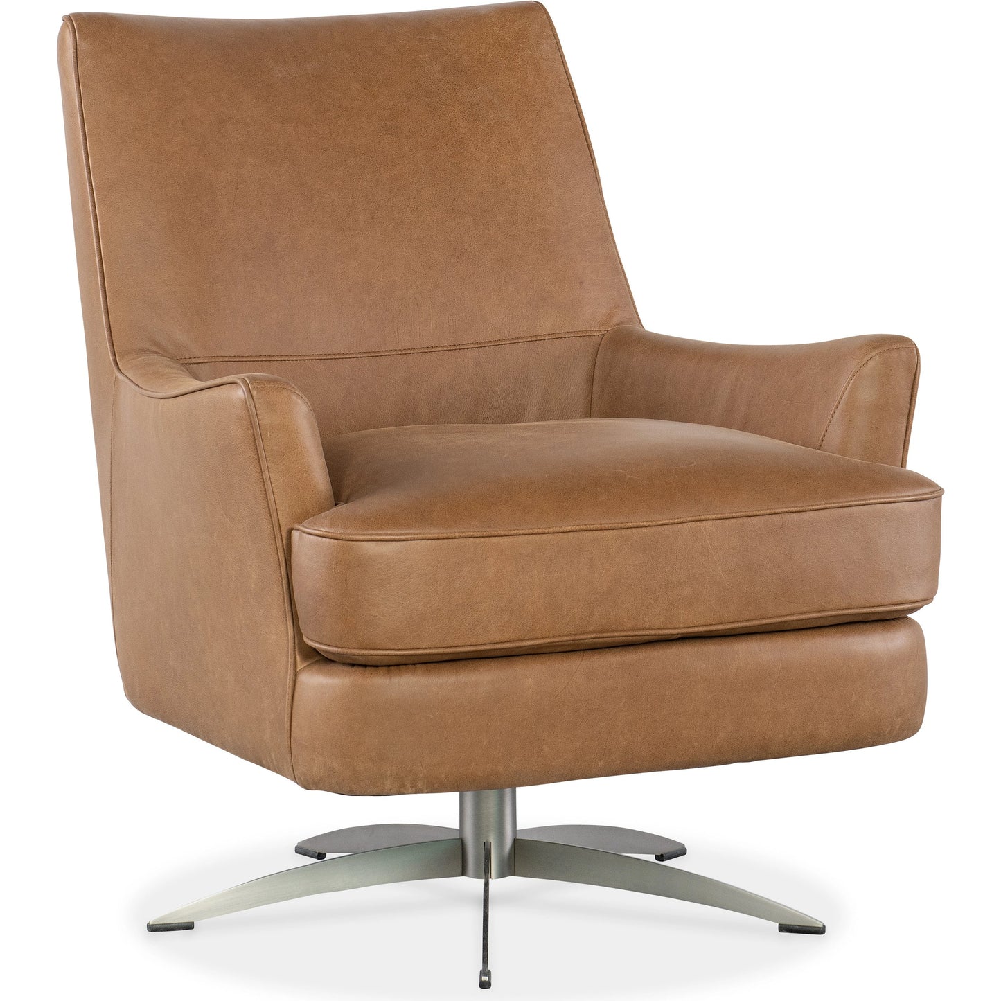 001 SI-2133800 | Primary Silo | Sheridan Swivel Chair by Hooker Furniture in denver coffee. Made from leather, denver coffee (nubuck top grain) in a transitional style.