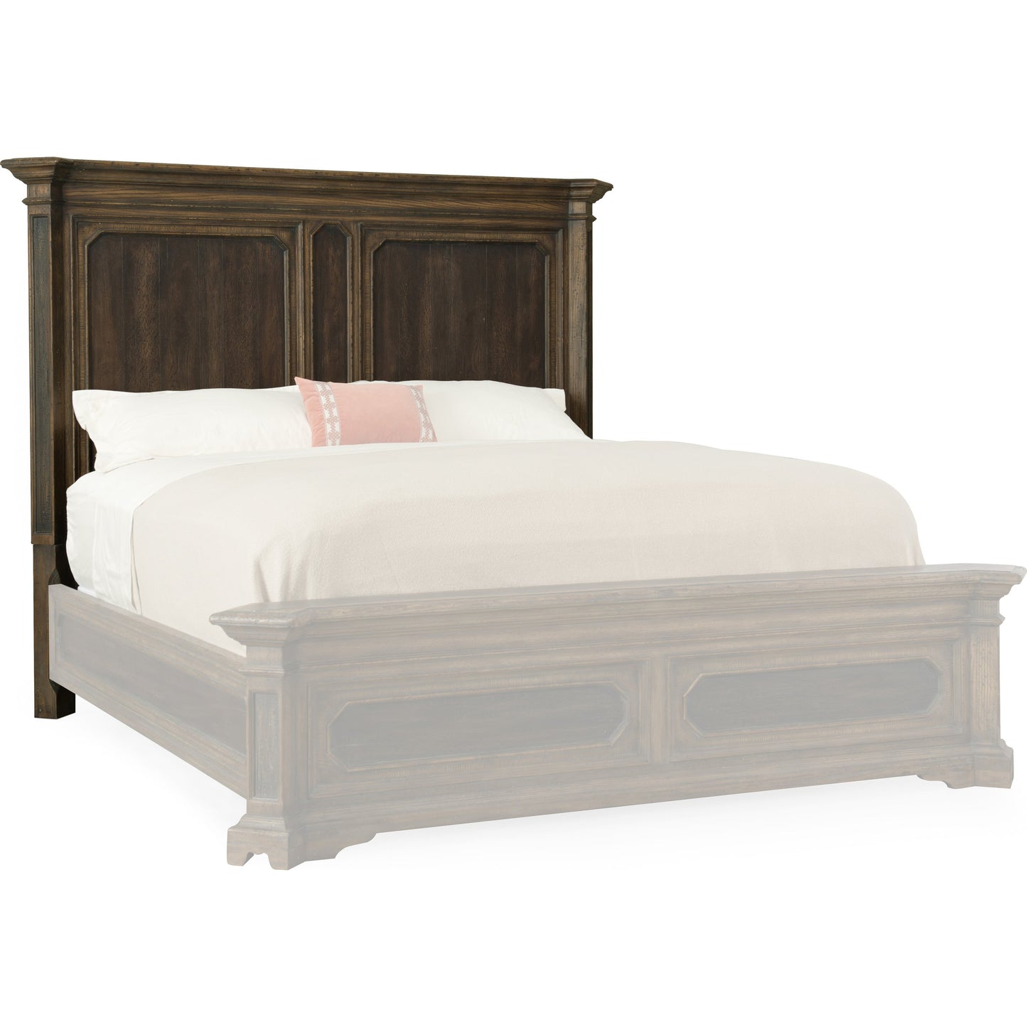 001 SI-1750008 | Primary Silo | Woodcreek Mansion Headboard by Hooker Furniture in saddle brown. Made from white oak veneers with resin in a traditional style.